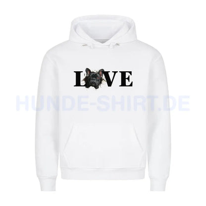 Premium Hoodie "Frenchie schwarz LOVE" Weiß – hunde-shirt.de