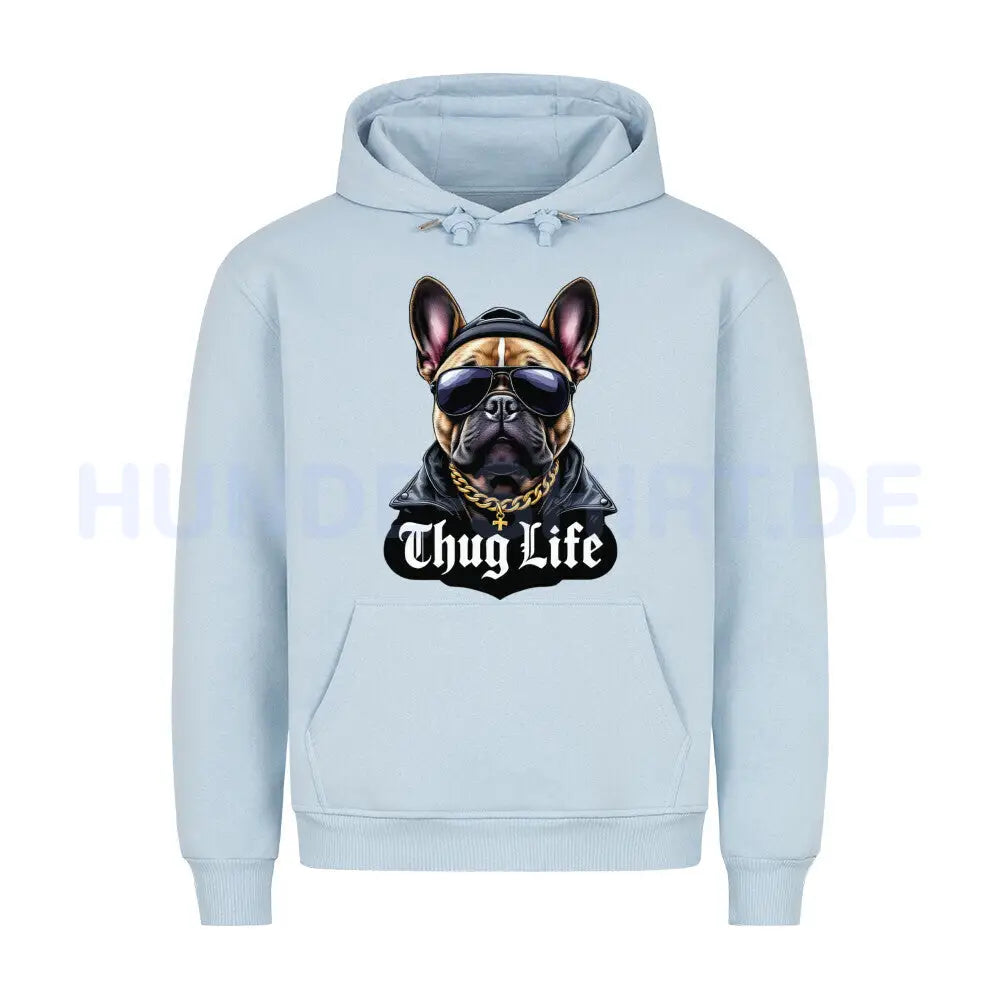 Premium Hoodie "Frenchie - Thug Life" Babyblau – hunde-shirt.de