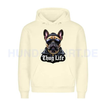 Premium Hoodie "Frenchie - Thug Life" Beige – hunde-shirt.de