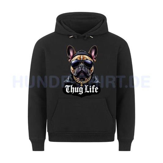 Premium Hoodie "Frenchie - Thug Life" Schwarz – hunde-shirt.de