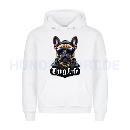 Premium Hoodie "Frenchie - Thug Life" Weiß – hunde-shirt.de