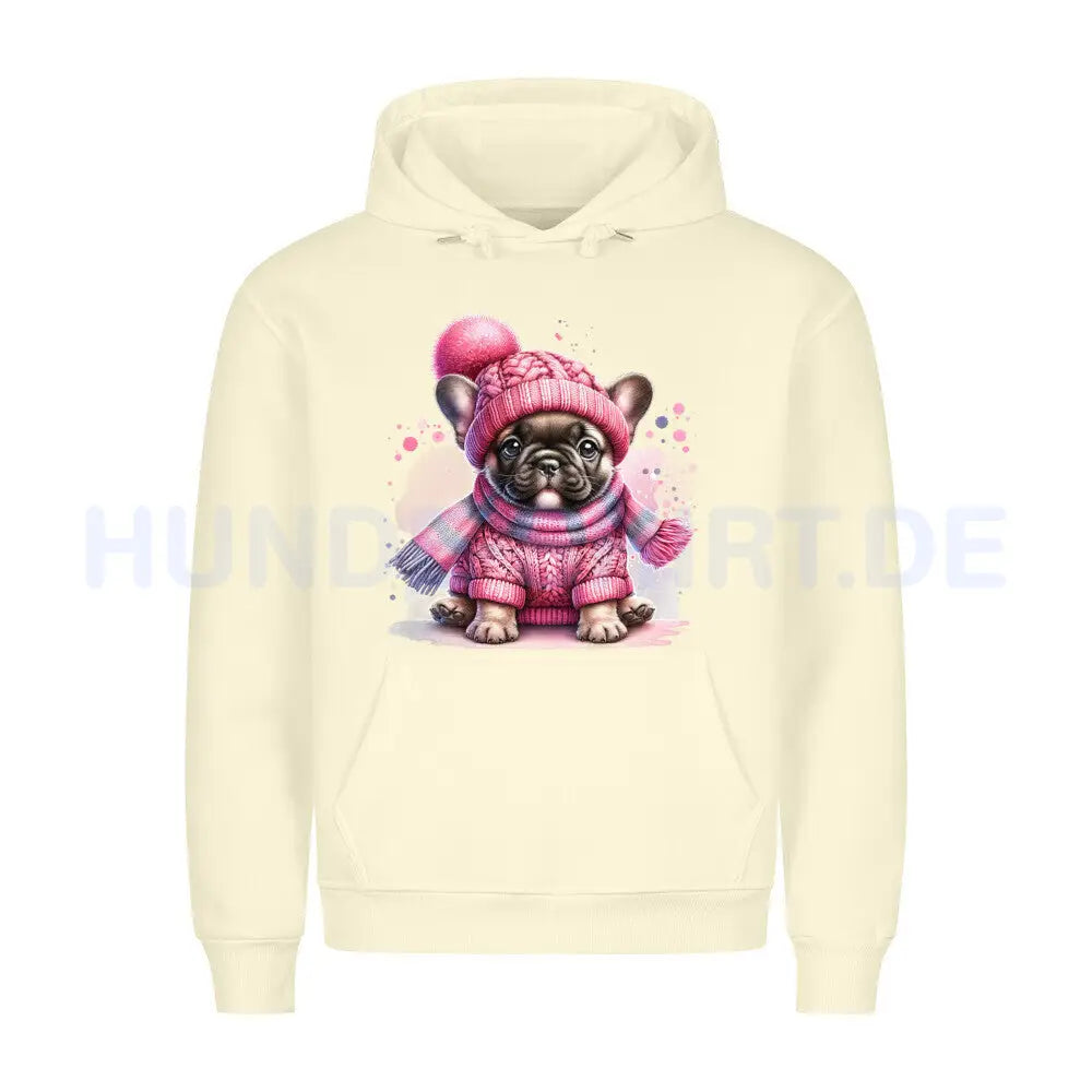 Premium Hoodie "Frenchie - Wintermädchen" Beige – hunde-shirt.de