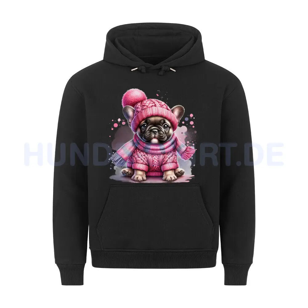 Premium Hoodie "Frenchie - Wintermädchen" Schwarz – hunde-shirt.de