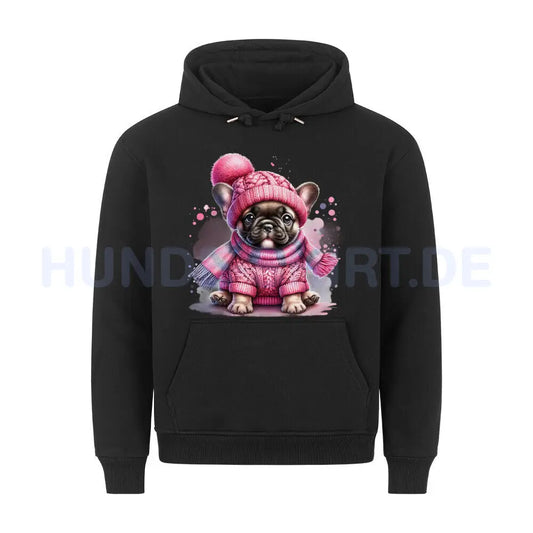 Premium Hoodie "Frenchie - Wintermädchen" Schwarz – hunde-shirt.de