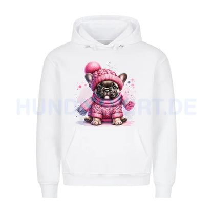 Premium Hoodie "Frenchie - Wintermädchen" Weiß – hunde-shirt.de