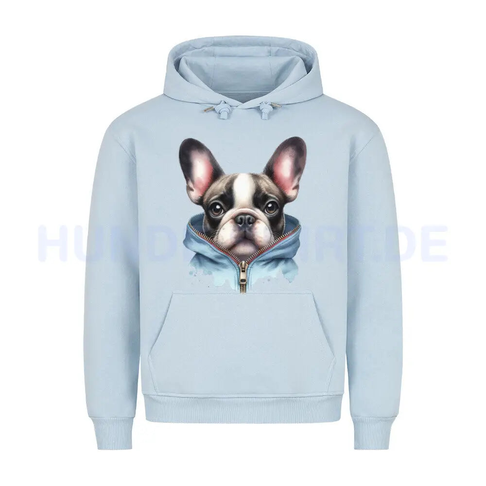 Premium Hoodie "Frenchie - Zipper" Babyblau – hunde-shirt.de