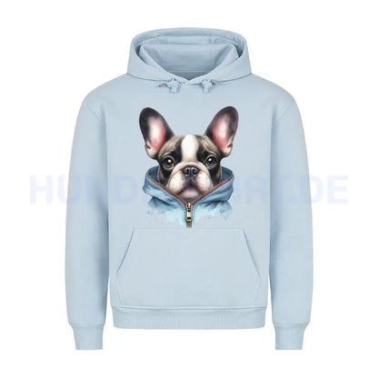 Premium Hoodie "Frenchie - Zipper" Babyblau – hunde-shirt.de