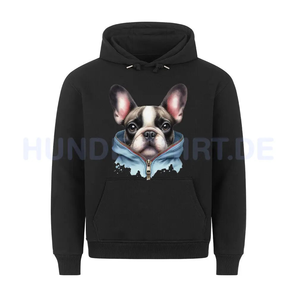 Premium Hoodie "Frenchie - Zipper" Schwarz – hunde-shirt.de