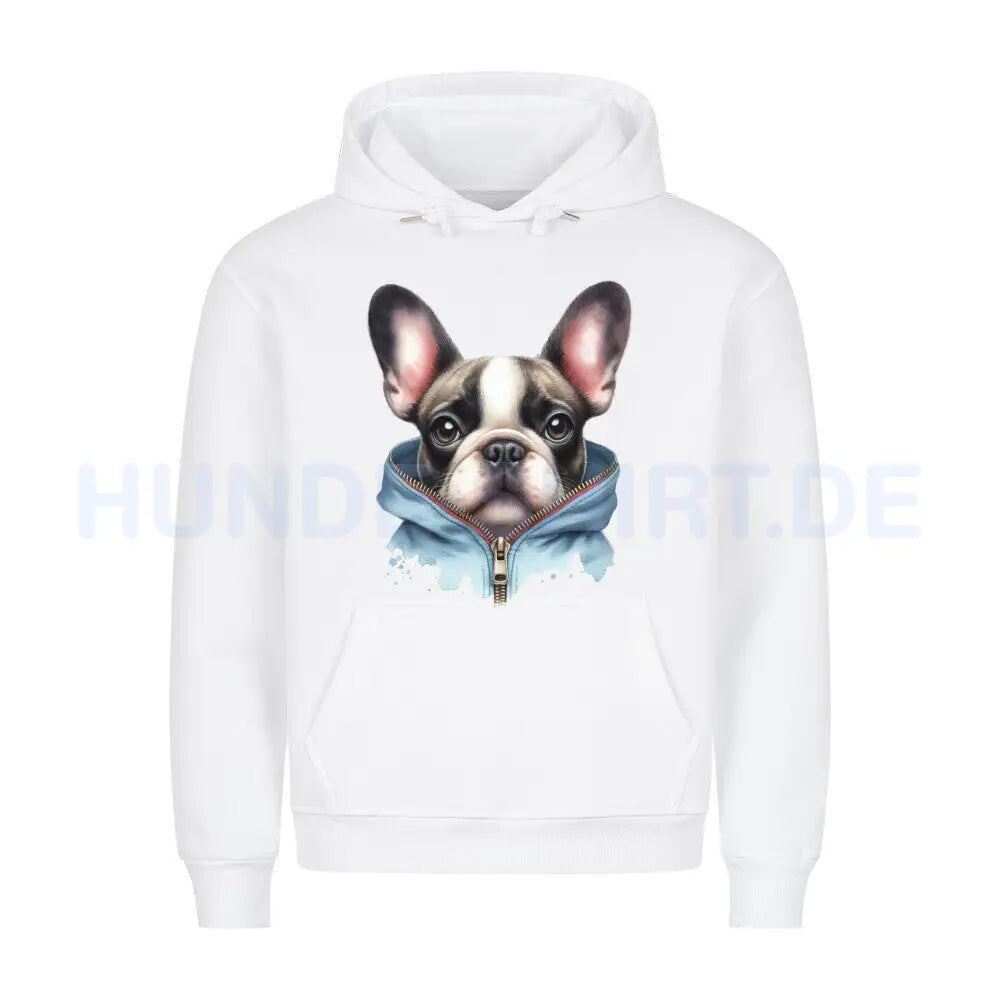 Premium Hoodie "Frenchie - Zipper" Weiß – hunde-shirt.de