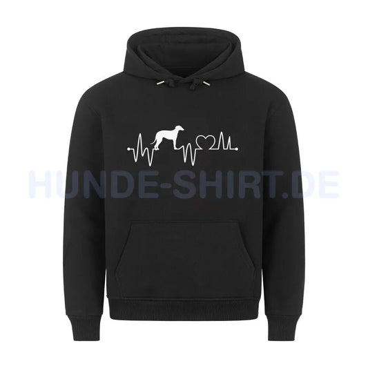 Premium Hoodie "Galgo - Heartbeat" Schwarz – hunde-shirt.de