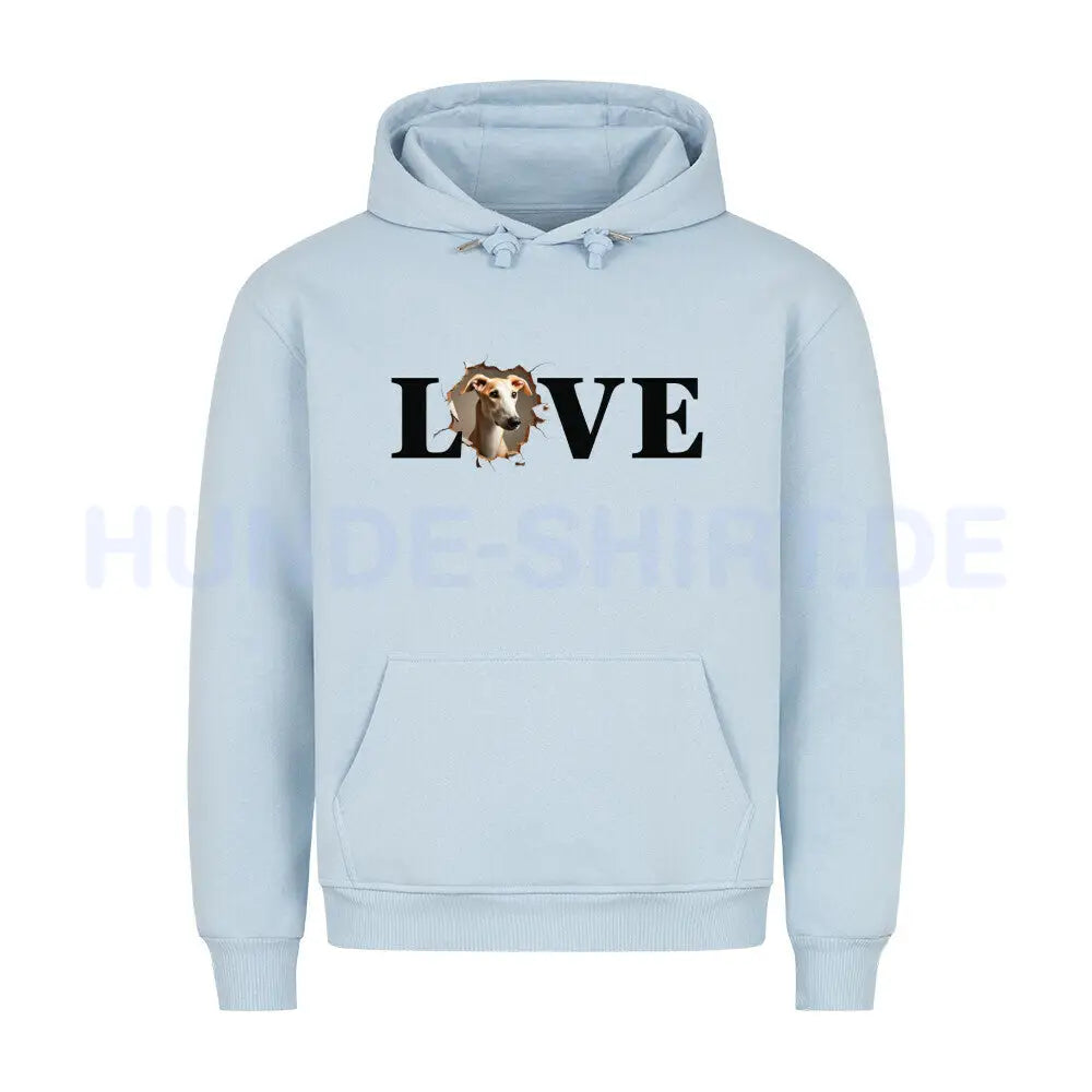 Premium Hoodie "Galgo - LOVE" Babyblau – hunde-shirt.de