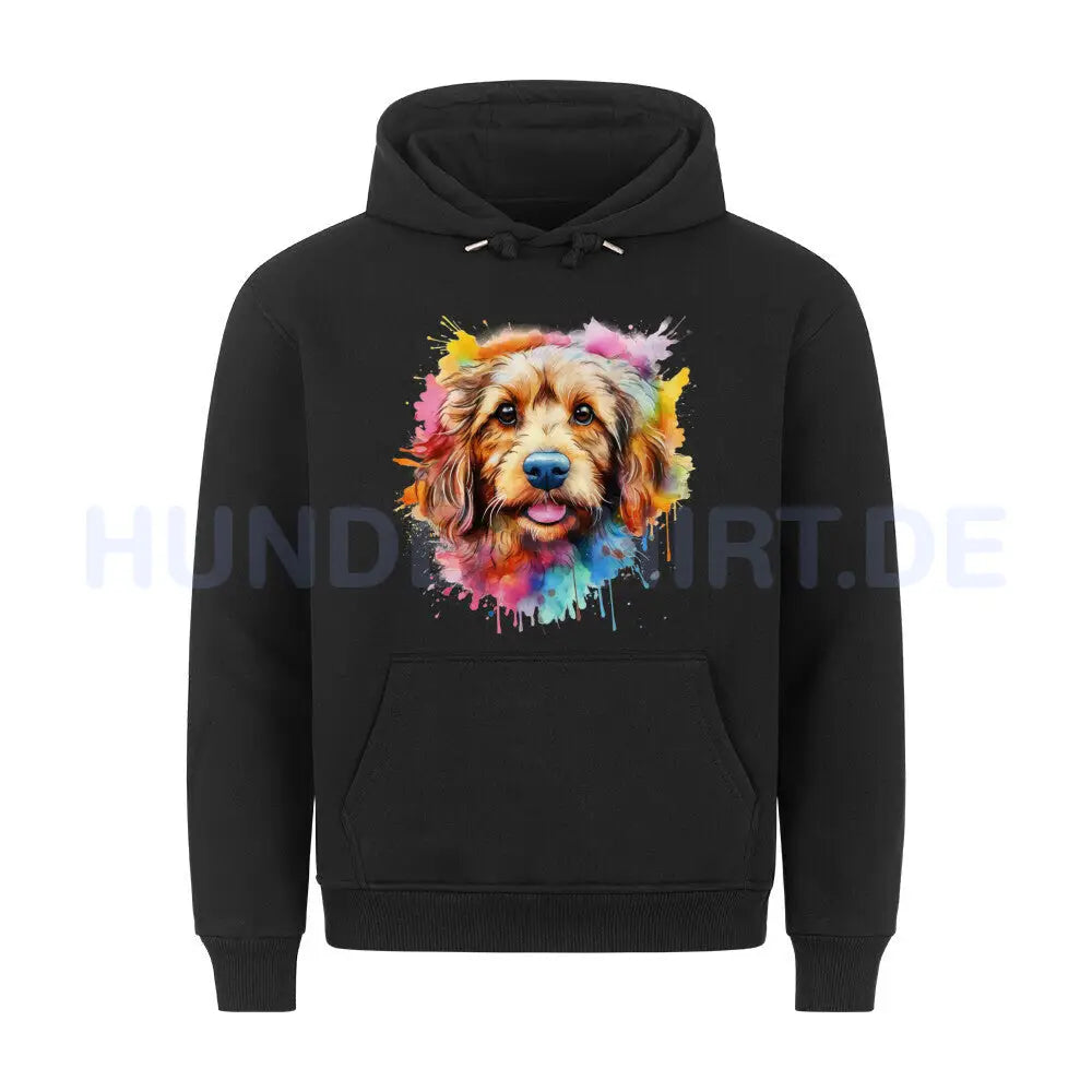 Premium Hoodie "Golden Doodle Splash" Schwarz – hunde-shirt.de