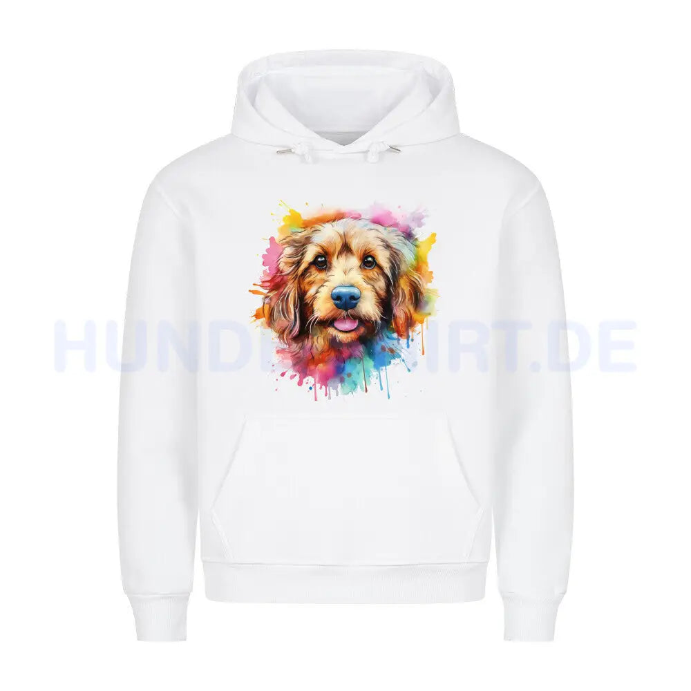 Premium Hoodie "Golden Doodle Splash" Weiß – hunde-shirt.de