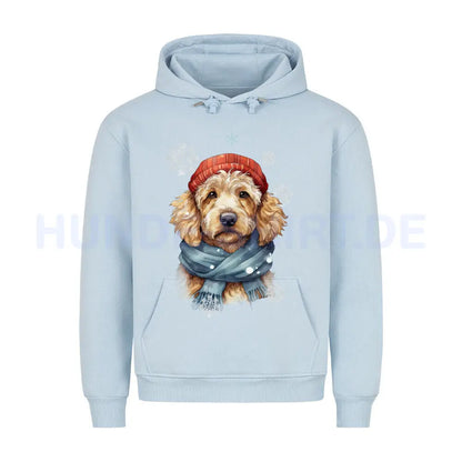 Premium Hoodie "Golden Doodle Winter" Babyblau – hunde-shirt.de