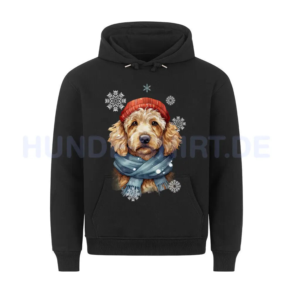 Premium Hoodie "Golden Doodle Winter" Schwarz – hunde-shirt.de