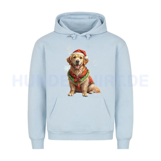 Premium Hoodie "Golden Retriever Christmas" Babyblau – hunde-shirt.de