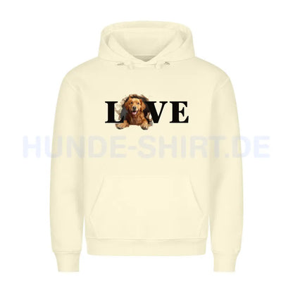 Premium Hoodie "Golden Retriever dunkel LOVE" Beige – hunde-shirt.de