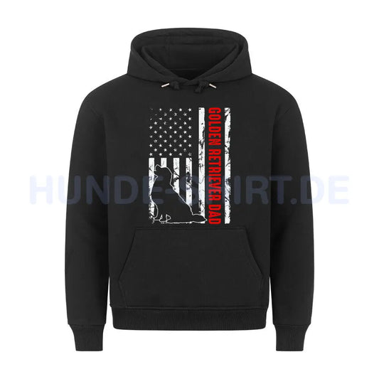 Premium Hoodie "Golden Retriever - Flag Dad" Schwarz – hunde-shirt.de