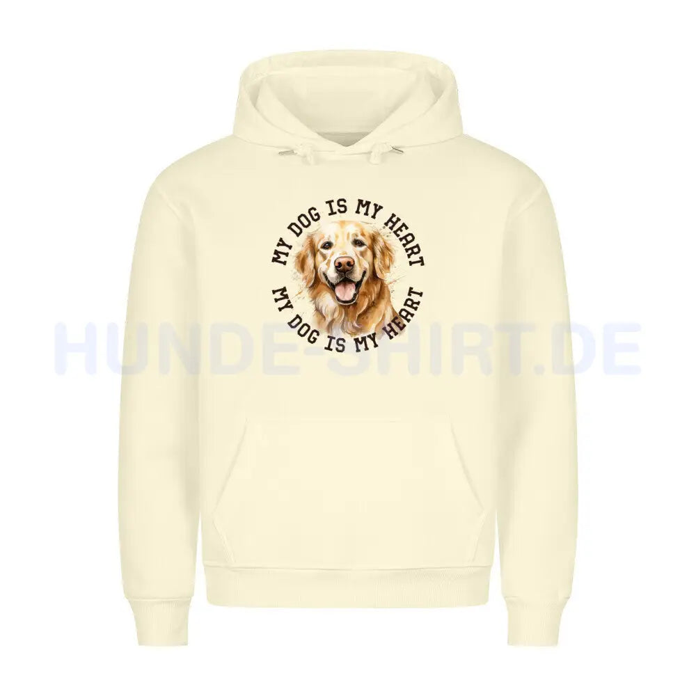 Premium Hoodie "Golden Retriever HEART 2" Beige – hunde-shirt.de