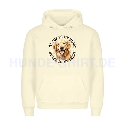 Premium Hoodie "Golden Retriever HEART 2" Beige – hunde-shirt.de