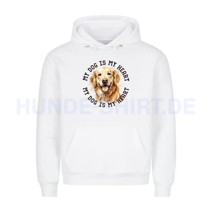 Premium Hoodie "Golden Retriever HEART 2" Weiß – hunde-shirt.de