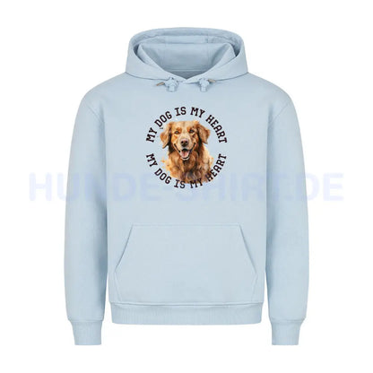 Premium Hoodie "Golden Retriever HEART" Babyblau – hunde-shirt.de