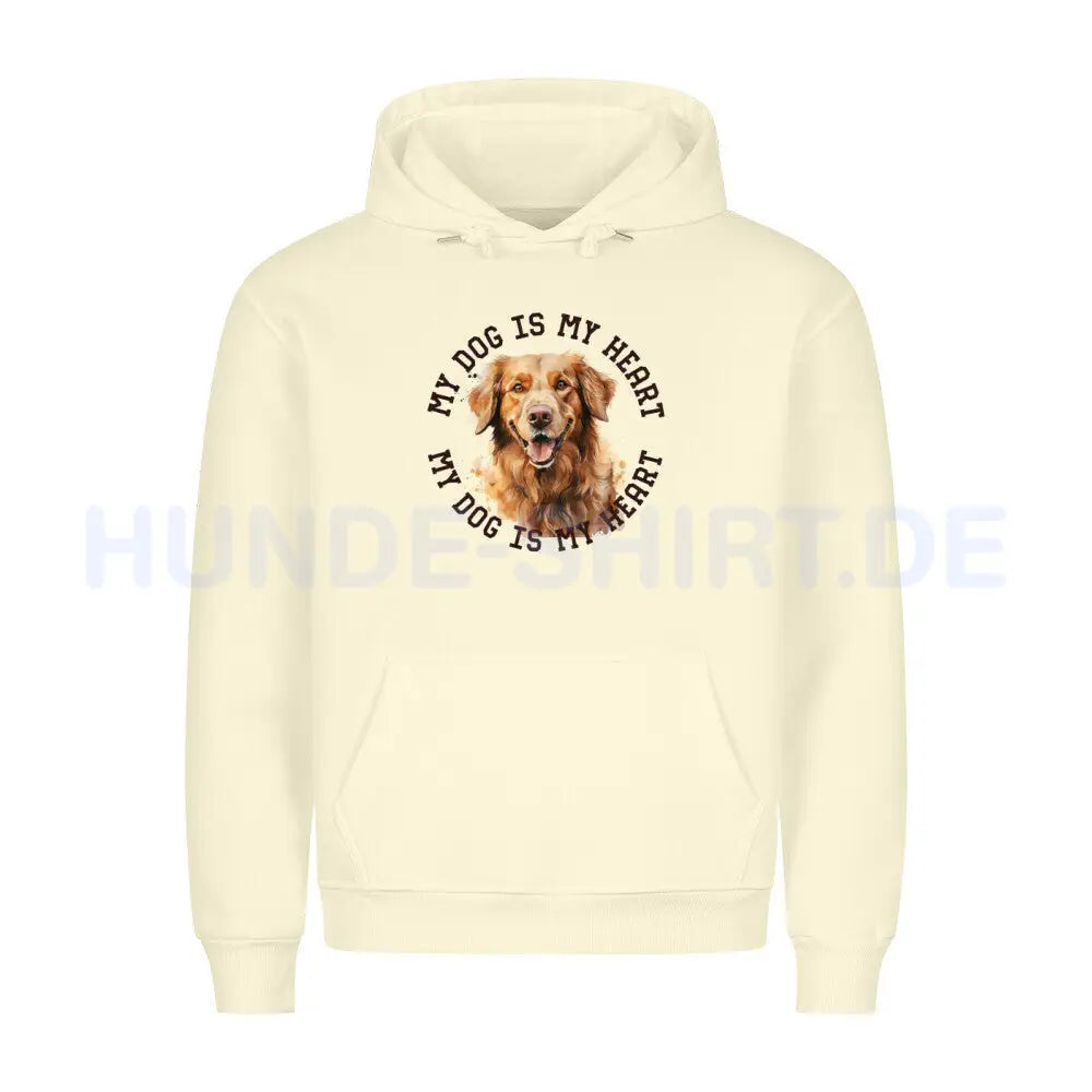 Premium Hoodie "Golden Retriever HEART" Beige – hunde-shirt.de