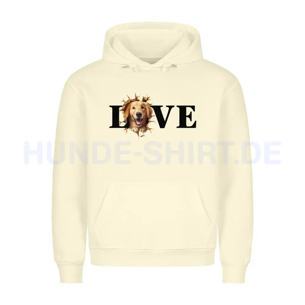 Premium Hoodie "Golden Retriever hell LOVE" Beige – hunde-shirt.de