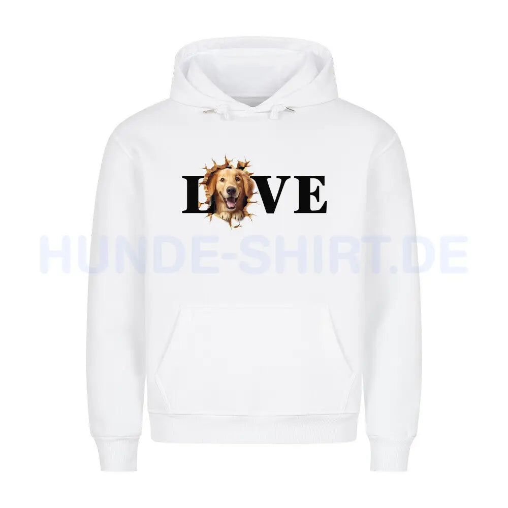 Premium Hoodie "Golden Retriever hell LOVE" Weiß – hunde-shirt.de