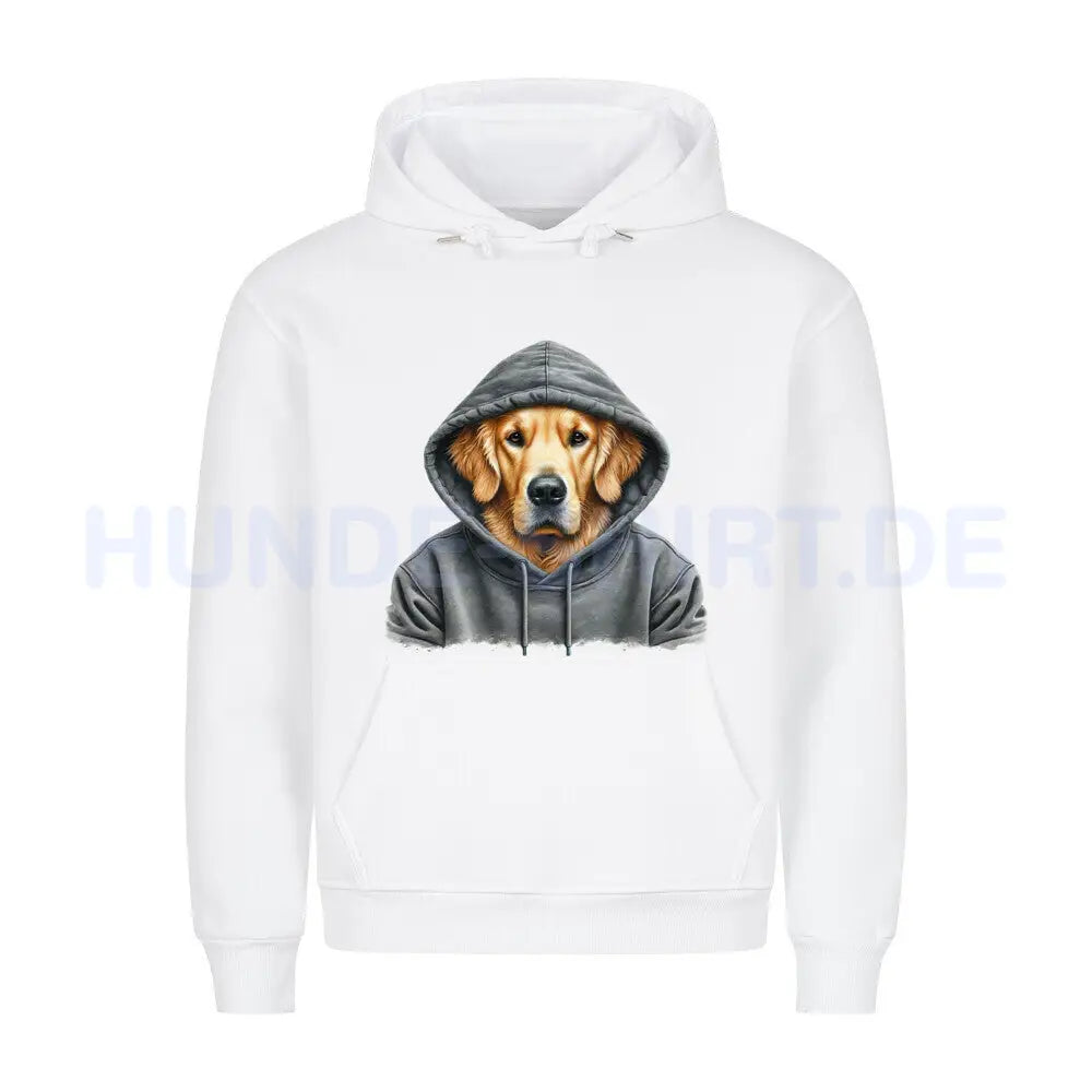 Premium Hoodie "Golden Retriever - Hooded" Weiß – hunde-shirt.de