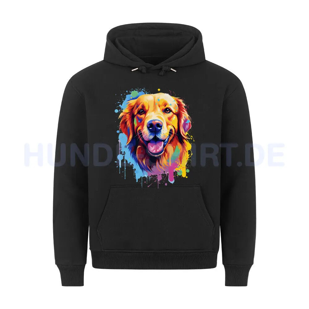 Premium Hoodie "Golden Retriever Paint" Schwarz – hunde-shirt.de