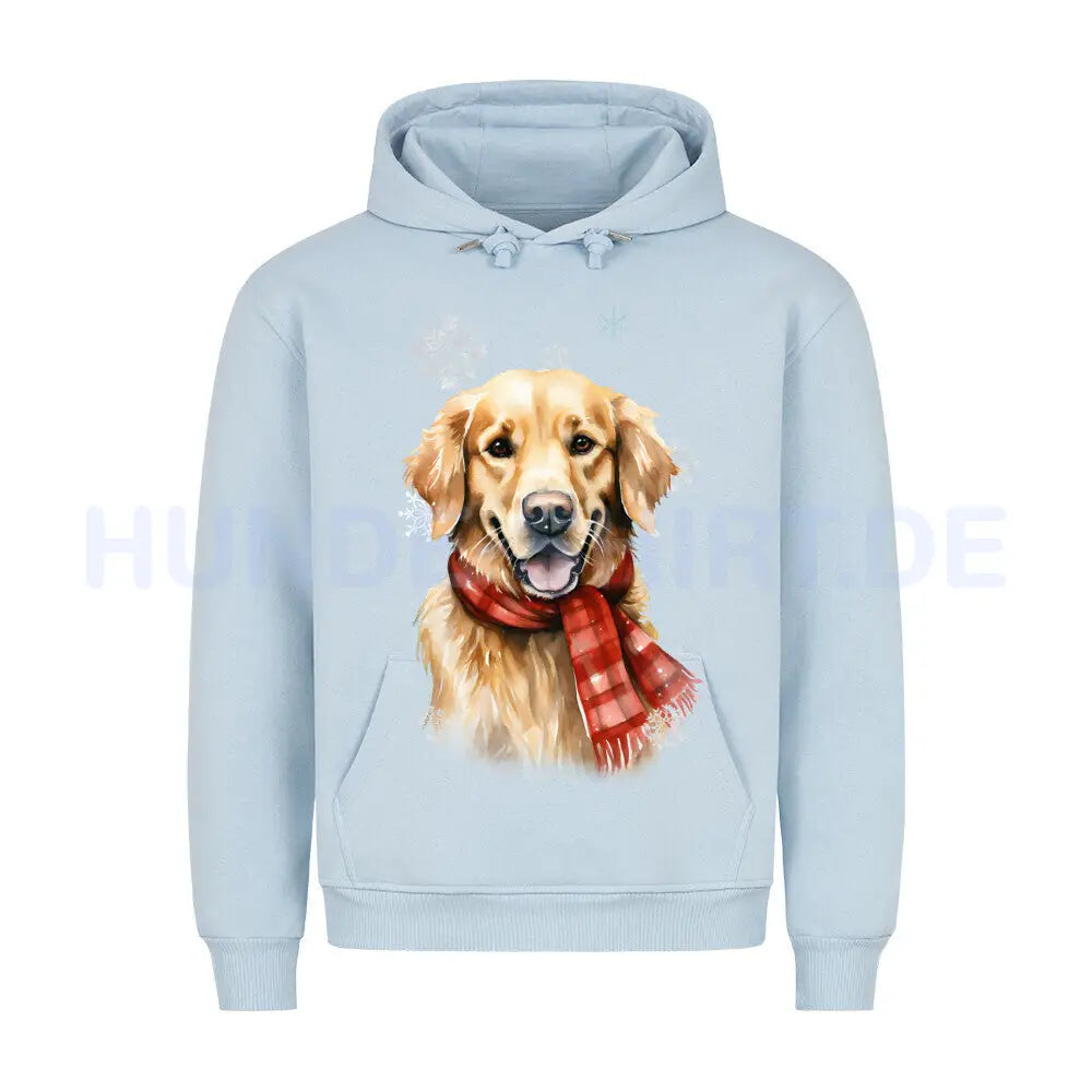 Premium Hoodie "Golden Retriever Winter rot" Babyblau – hunde-shirt.de