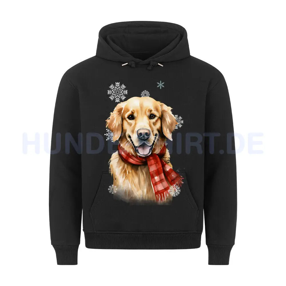 Premium Hoodie "Golden Retriever Winter rot" Schwarz – hunde-shirt.de