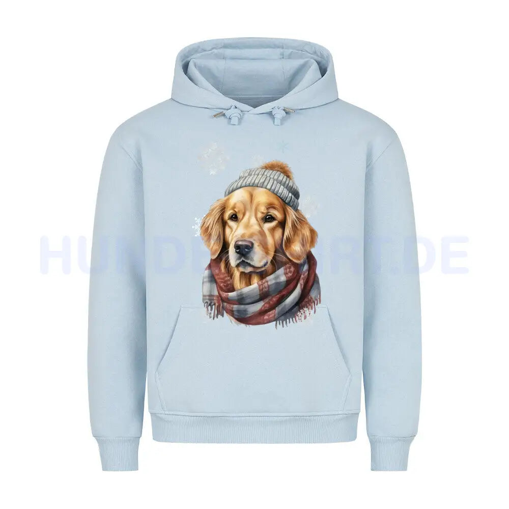 Premium Hoodie "Golden Retriever Winter" Babyblau – hunde-shirt.de