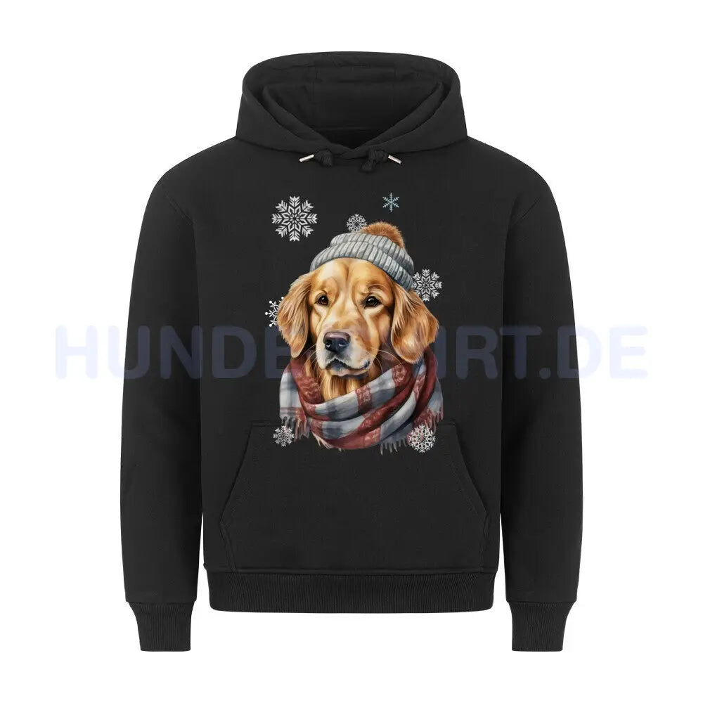 Premium Hoodie "Golden Retriever Winter" Schwarz – hunde-shirt.de