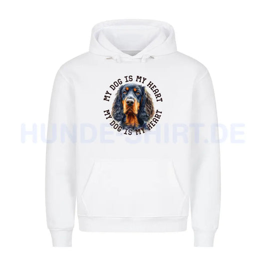 Premium Hoodie "Gordon Setter HEART" Weiß – hunde-shirt.de