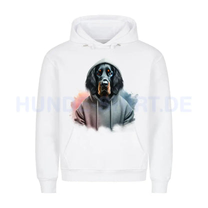 Premium Hoodie "Gordon Setter Hooded" Weiß – hunde-shirt.de