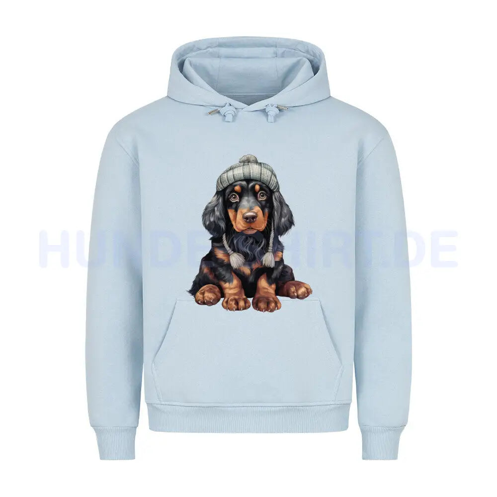 Premium Hoodie "Gordon Setter - Winterbub" Babyblau – hunde-shirt.de