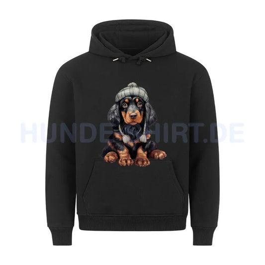 Premium Hoodie "Gordon Setter - Winterbub" Schwarz – hunde-shirt.de