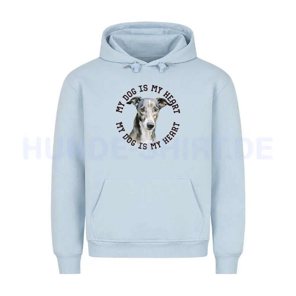 Premium Hoodie "Greyhound HEART" Babyblau – hunde-shirt.de