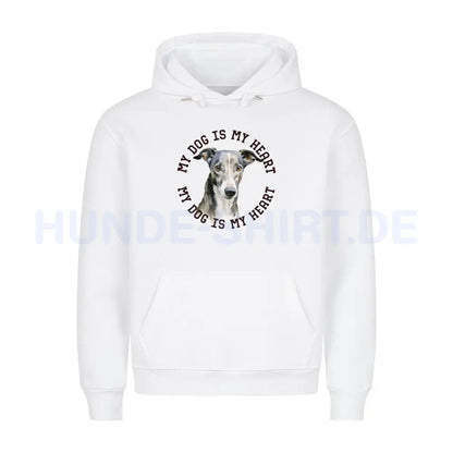 Premium Hoodie "Greyhound HEART" Weiß – hunde-shirt.de