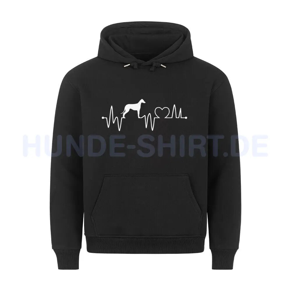 Premium Hoodie "Greyhound - Heartbeat" Schwarz – hunde-shirt.de