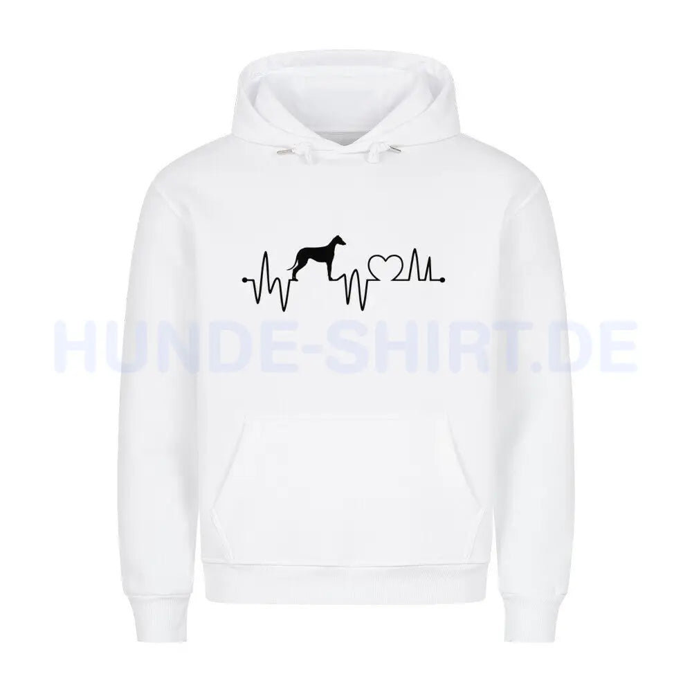 Premium Hoodie "Greyhound - Heartbeat" Weiß – hunde-shirt.de