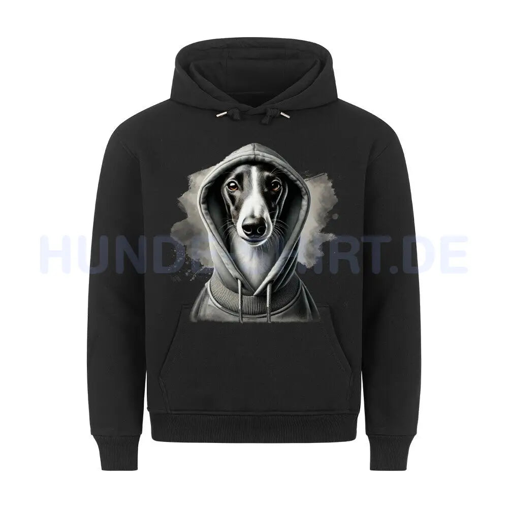 Premium Hoodie "Greyhound Hooded 2" Schwarz – hunde-shirt.de