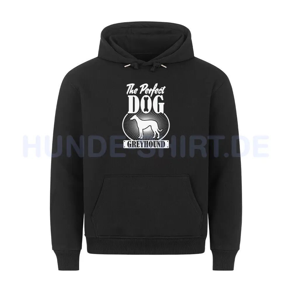 Premium Hoodie "Greyhound - Perfect Dog" Schwarz – hunde-shirt.de