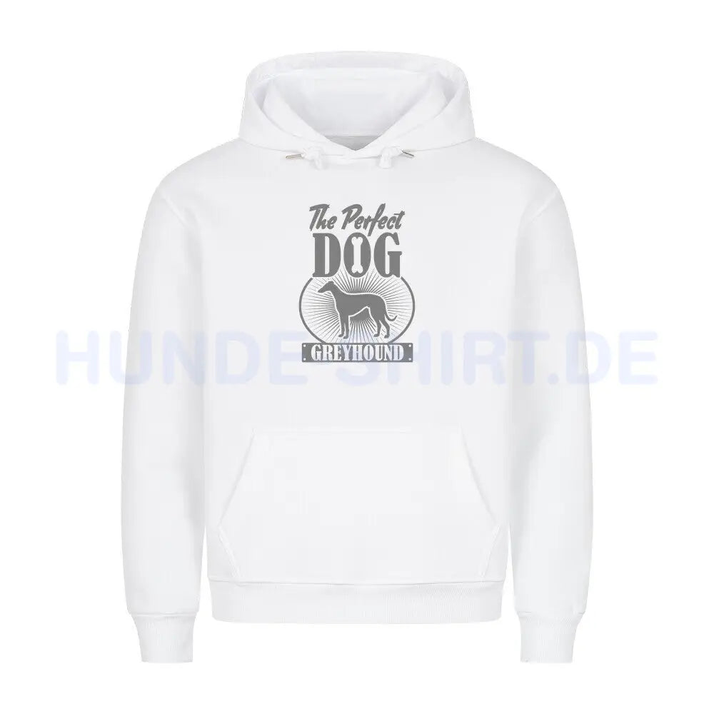 Premium Hoodie "Greyhound - Perfect Dog" Weiß – hunde-shirt.de