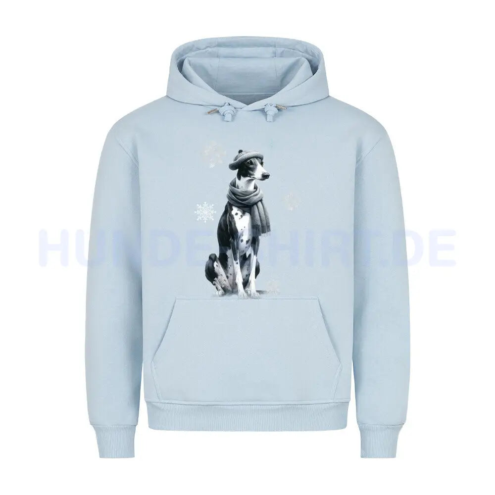 Premium Hoodie "Greyhound Winter" Babyblau – hunde-shirt.de