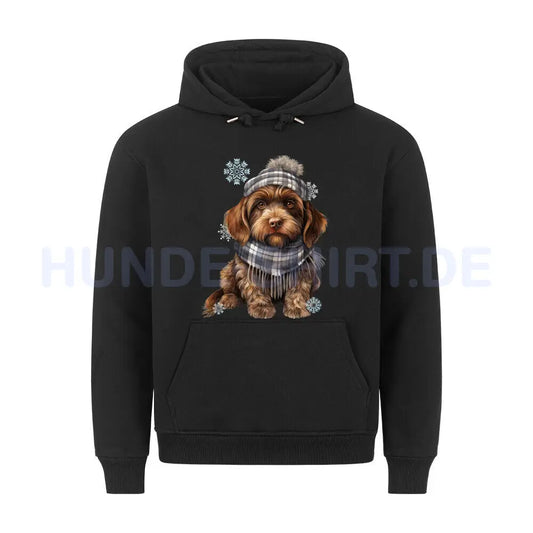 Premium Hoodie "Griffon Korthals - Winter" Schwarz – hunde-shirt.de