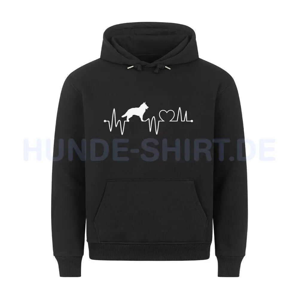 Premium Hoodie "Groenendael - Heartbeat" Schwarz – hunde-shirt.de