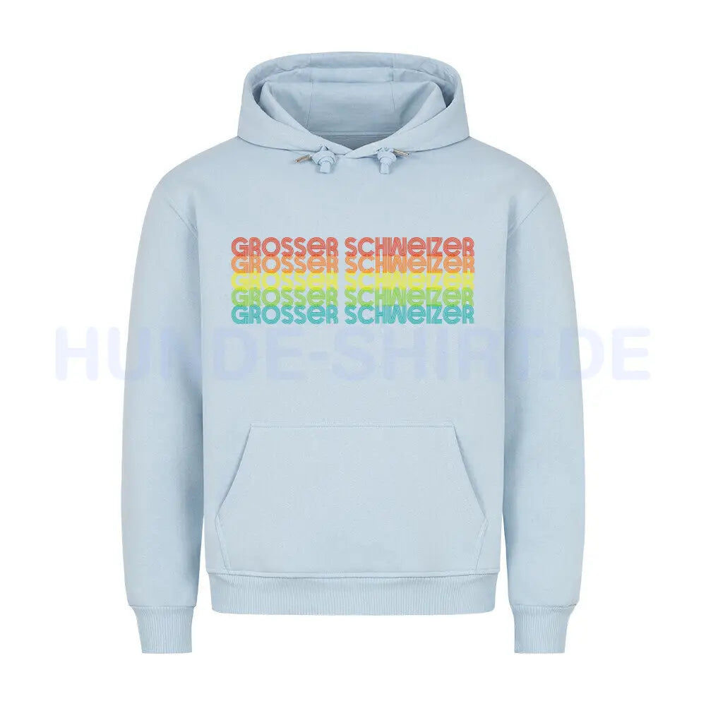 Premium Hoodie "Großer Schweizer - RETRO" Babyblau – hunde-shirt.de